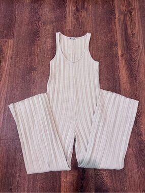 Zara Ribbed Tank Wide-Leg Jumpsuit in Light Sage